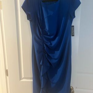 New York & Company Royal Blue Draped Midi Dress Size XL